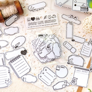 Pack de 50 pegatinas de estilo garabato en blanco y negro para scrapbooking y diario DIY
