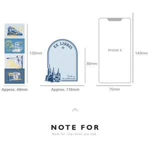 Size comparison of retro French stickers and arch illustrations with iPhone X dimensions