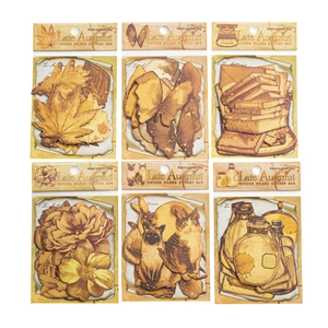Vintage-Aufkleberset in Spätherbstbraun mit Goldprägung und Kaffeeflecken-Design 6er-Pack
