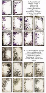 Detailed view of vintage rose floral scrapbooking paper with 10 patterns and 30 sheets