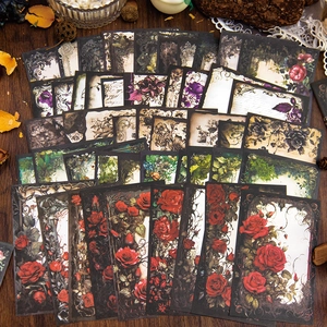 Gothic Dark Rose vintage paper set with floral frames for DIY journaling decoration