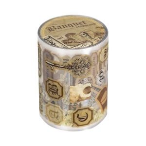 Vintage decorative tape with retro keys and letter patterns for journaling and scrapbooking