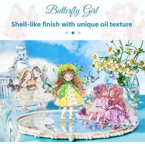 Detail of Butterfly Girl stickers with iridescent shell light finish and 3D oil texture