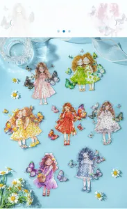 Detail of Butterfly Girl decorative stickers with floral dresses and colorful butterflies