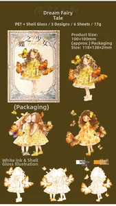 Detailed layers of PET girl stickers with shell light and white ink craft finishes
