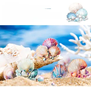Macro detail of seashell stickers with premium shell light finish and embossed texture
