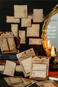 Vintage burnt-edge sticky notes with floral and butterfly patterns for scrapbooking