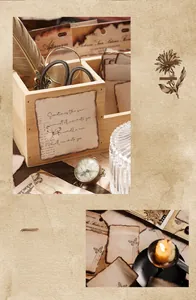 Close-up of vintage burnt-edge memo pads with butterfly prints for scrapbooking