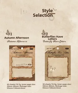Detail of vintage burnt-edge paper memos with butterfly patterns for scrapbooking
