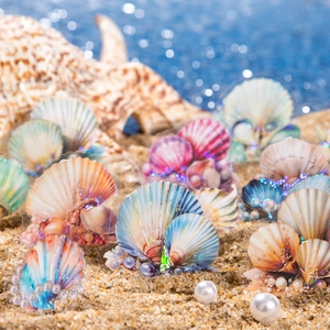 Decorative Stickers PET Shell Luster Ocean Theme Iridescent Artificial Pearl Effect For Scrapbooking DIY Journaling Crafting