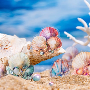 Seaside treasure shell and pearl themed PET stickers for DIY scrapbooking decoration