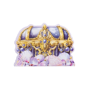 Seaside treasure shell stickers featuring a purple fantasy treasure chest for journaling