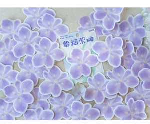 Macro shot of purple floral petal stickers for journaling from Mo-Card collection