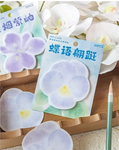 Aesthetic burnt edge flower sticky notes for scrapbooking in lavender and blue colors
