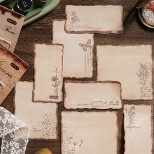 60 pieces of vintage burnt-edge paper stickers with floral and butterfly motifs for journaling