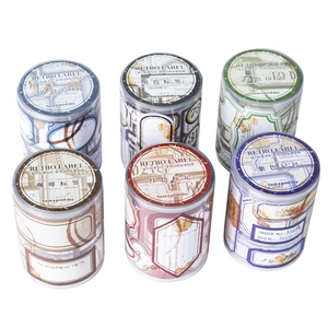 Lot de 6 rouleaux de rubans adhésifs étiquettes rétro découpés pour scrapbooking et journaux