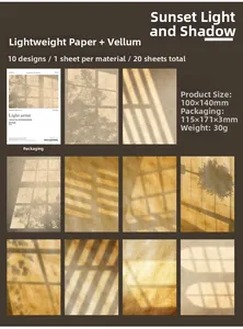 Set of 20 sunset light decorative papers including vellum and lightweight paper