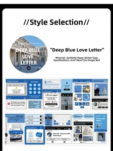 Détail du ruban adhésif en papier synthétique Deep Blue Love Letter style UI rétro