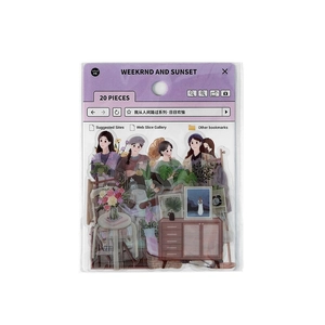 Pack de 20 autocollants vintage en PET avec motifs de personnages et plantes
