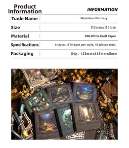 Detailed spec list for Wasteland Fantasy vintage paper set with 40 pieces for journaling