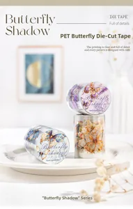 Macro shot of Dreamy Butterfly PET decorative tapes featuring die-cut floral patterns