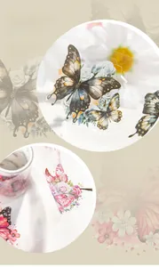 Macro detail of PET butterfly stickers with die-cut shapes for scrapbooking decor