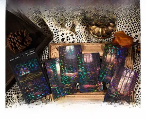 Detaillierter holografischer Lasereffekt auf Vintage Schloss Scrapbooking Aufklebern