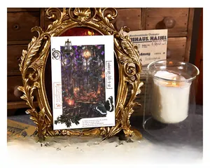 Gothic Schloss Aufkleber mit Laser-Effekt und nostalgischem Buch-Thema für DIY