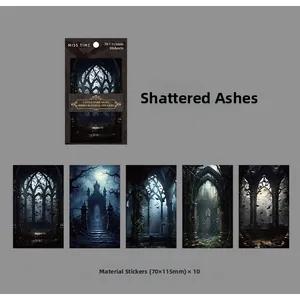 Details der Shattered Ashes Gothic-Sticker mit dunklen Schlossmotiven für Scrapbooking