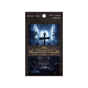 Gothic-Sticker Set Castle Dark Night mit blauen Kreuzen und Kathedralen-Motiven