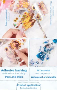Waterproof PET tape showing floral girls and shell light texture for journaling
