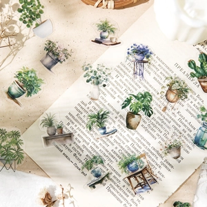 Adesivi in PET serie serra con motivi di piante per scrapbooking e decorazioni