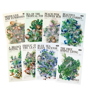 8 set di adesivi PET botanici verdi per scrapbooking e decorazione 40 pezzi per confezione