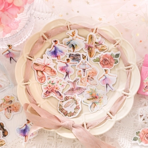 Dreamy vintage ballet and floral theme stickers for DIY scrapbooking and journal decor