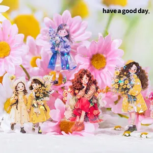 Floral PET tape girl series with shell light effect for scrapbooking decoration