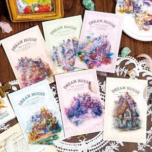 Dream House Series Castle Theme PET Stickers Vintage Fantasy House Scrapbooking Journal Material Decorative Decals DIY Art Supplies