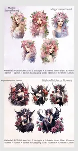 Detailed PET fairy stickers showing Magic Sweetheart and Night Hibiscus character patterns