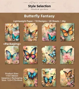 Detailed butterfly vintage decorative paper for scrapbooking with artistic butterfly designs