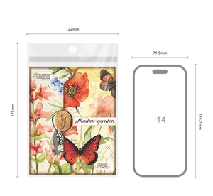 Macro view of vintage floral and butterfly scrapbooking paper with 122mm x 175mm sizing