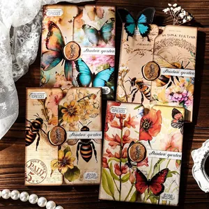 Vintage Scrapbooking Material Paper Shadow Garden Series Butterfly Floral Pattern DIY Journaling Decorative Craft Paper