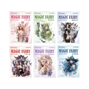 Retro Magic Fairy PET stickers set featuring vintage illustrations for DIY scrapbooking