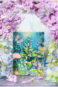 Detail of floral stickers with laser finish featuring butterflies and spring flowers