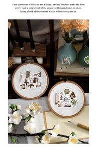 Macro detail of vintage Chinese furniture stickers with intricate bonsai and screen designs
