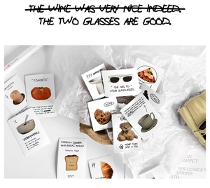 Detail of artistic lifestyle stickers featuring food, bear and vintage decor for journals