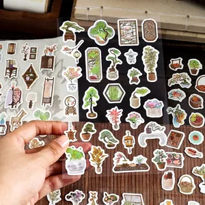 Retro Chinese Style Synthetic Paper Stickers For Scrapbook Journal Deco Classic Furniture Plants Patterns Decoration