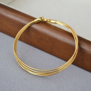Minimalist Brass Gold Plated Multi Layer Snake Bone Chain Bracelet Elegant Winding Line Bangle For Women Niche Design Jewelry