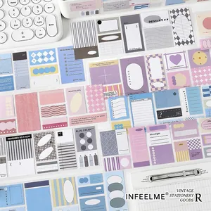 Cinta Washi Decorativa Serie de Fragmentos Escribibles para Álbumes de Recortes Diario Accesorios Pegatinas de Papel Patrón de Rejilla Geométrica