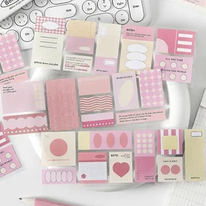 Set de pegatinas estéticas para diario con motivos de rejilla y corazón en bandeja