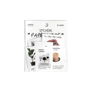 Vintage style life stickers pack with 30 pieces featuring polaroid and phone patterns