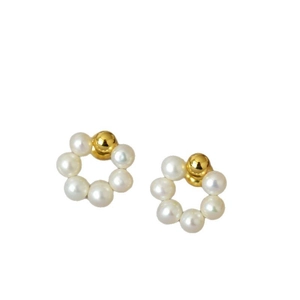 Elegante 925er Silberohrringe mit Perlenblumen und minimalistischem Gold-Detail